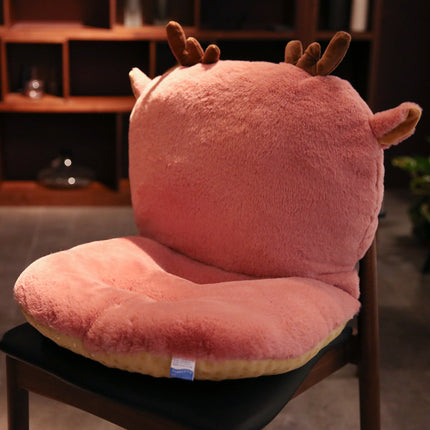 Cute Animal Seat Cushion with Backrest | Plush Chair Hugger