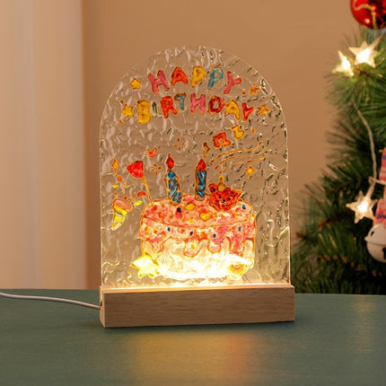 Tulip Handmade Diy Glass Painting Small Night Lamp Creative