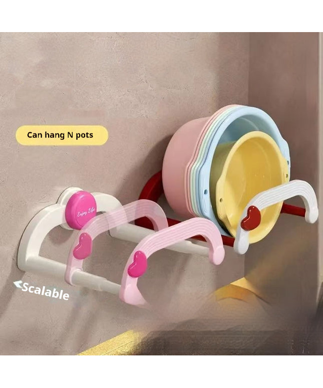 Cream Retractable Household Bathroom Punch-free Storage Rack