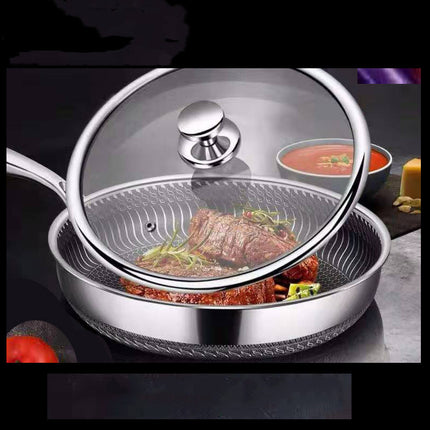 High-Quality 304 Stainless Steel Frying Pan – Skillet with Optional Lid