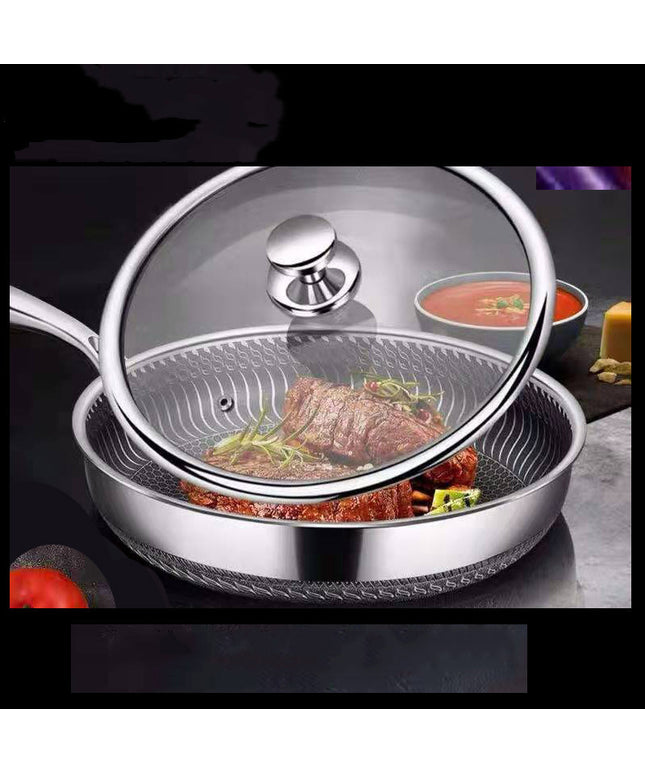 High-Quality 304 Stainless Steel Frying Pan – Skillet with Optional Lid