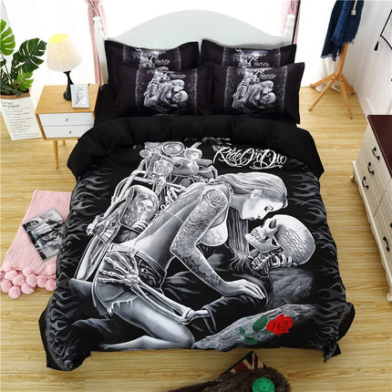 Skeleton Couple Bedding Set | Gothic Romance Duvet Cover