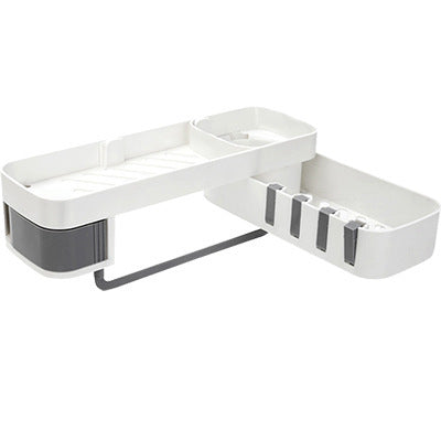 Bathroom Kitchen Corner Shelf Creative Double-layer Dtorage Rack Multi-function Storage Shelf Seamless Wall-mounted