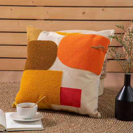Cotton Towelled Embroidered Cushion Cover in Modern Abstract Design 🎨🧵