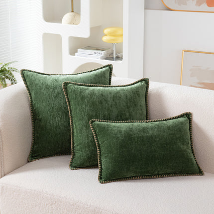 Chenille Cushion Covers with Embroidered Wool Edge