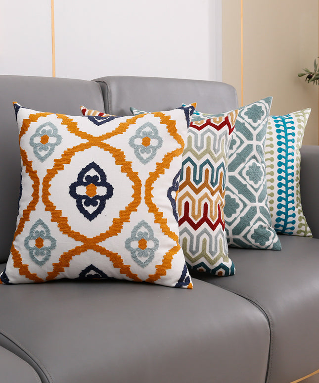 Embroidered Cushion Covers – Blue and Yellow or Rich Reds
