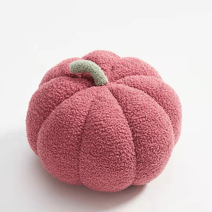 Fleece Small Pumpkin Sofa Cushion – in Citrus Orange, Milky White & Brown