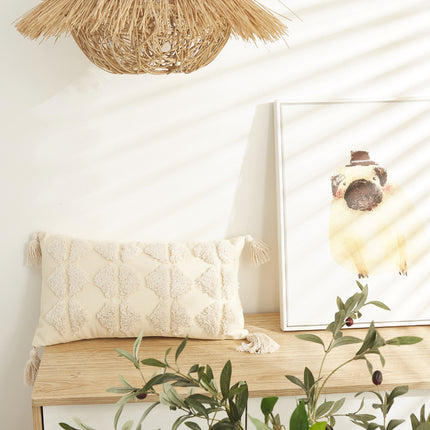 Black and White Diamond Pattern Tufted Cushion
