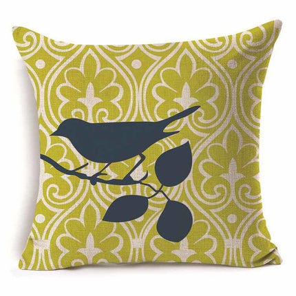 Bird Cushion Covers – Colourful Parakeet & Branch Pattern