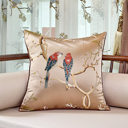 Chinese throw pillow flower and bird jacquard style chair cushion cushion – Trendy & Practical for Daily Living