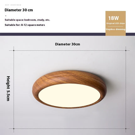 Circular Walnut Wooden LED Ceiling Light – Modern Minimalist Lamp