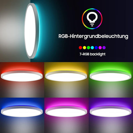 Modern Ceiling Light with Remote Control – 24W Round LED (29cm, White or Black Frame, 4 Styles)