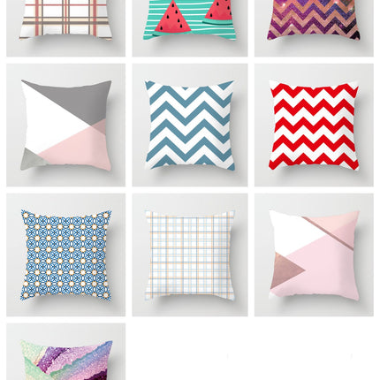 Geometric Cushion Covers Set | Colourful Peach Skin Pillows 45x45