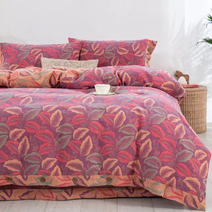 Cotton Floral Bedding Set | Jacquard 4 Piece Duvet Cover