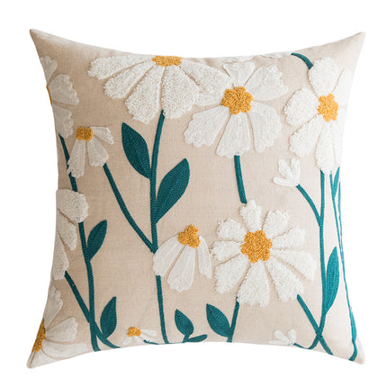 Nordic Embroidered Cushion Cover | Cotton Canvas Decorative Pillow