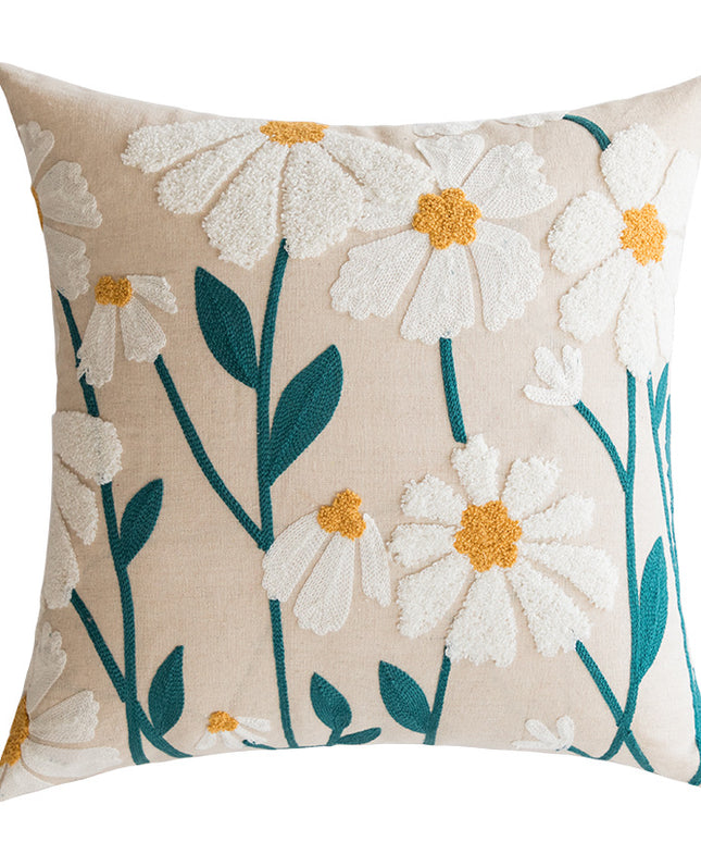 Nordic Embroidered Cushion Cover | Cotton Canvas Decorative Pillow