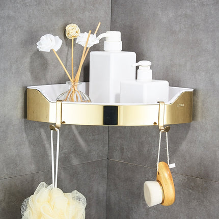 Gold Stainless Steel Corner Shower Shelf — No-Drill