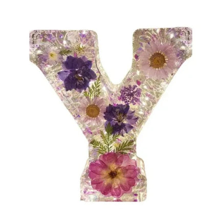 Letter Flower Transparent Flowers Resin Night Light Ornaments