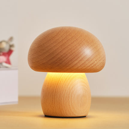 Solid Wood Mushroom Ambience Light Bedside LED Table Lamp