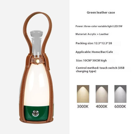 Portable Wine Decanter Lamp – LED Touch Dimming Light with Optional Leather Strap (8 Base Colours)