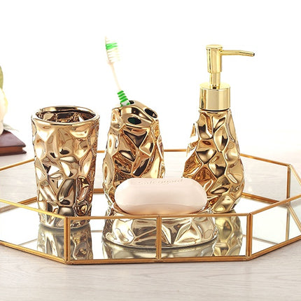Creative Golden Ceramic Bathroom Toilet Set