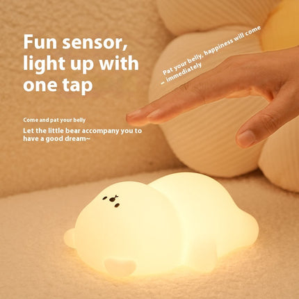 Soft Silicone Bear Night Light – USB Rechargeable Mood Lamp (Warm & RGB Colours)