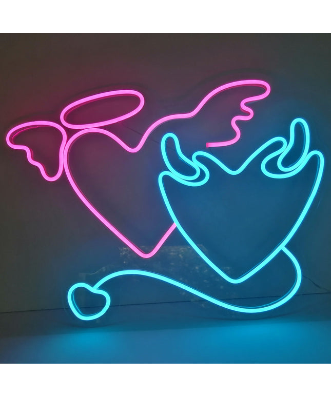 Angel Devil Neon Light | Heart LED Wall Décor