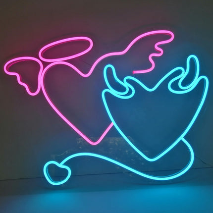 Angel Devil Neon Light | Heart LED Wall Décor
