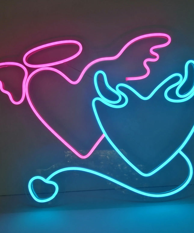 Angel Devil Neon Light | Heart LED Wall Décor