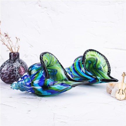Glass Conch Shell Ornament | Blue Green Coastal Décor