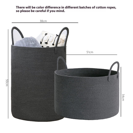 Cotton Rope Storage Basket - Large Woven Organiser in 9 colours (single or set)