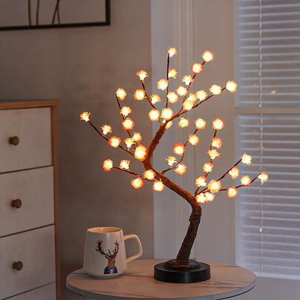 Leafy Tree LED Table Lamp – Maple, Olive, Zamioculcas & Rose Designs