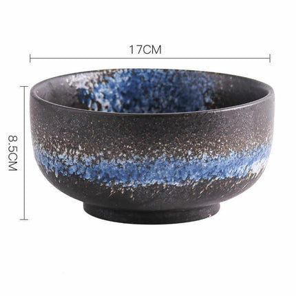 Exquisite Ceramic Bowls – Luxury Brushed Blue/White/Brown, Dishwasher & Microwave Safe | Ikeame