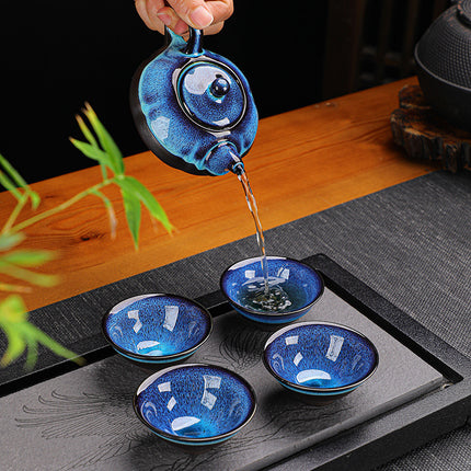 Japanese Ceramic Gift Tea Set 🍵 – Teapot & 4 Cups, 2 Glazes & Designs
