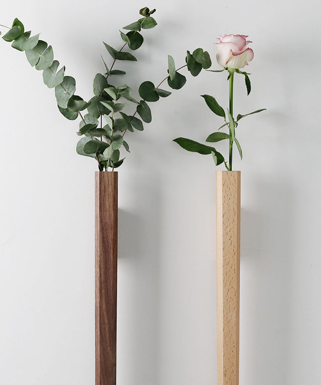 Japanese Wall Hanging Vase – Wooden Hydroponic Flower Display