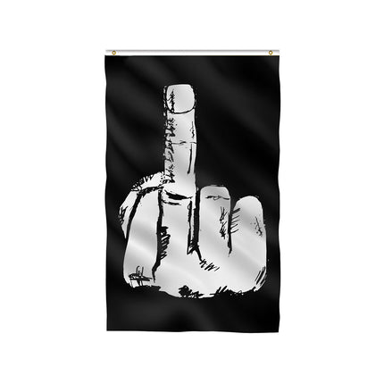 Middle Finger Flag – Black & White Banner 90×150cm | Ikeame