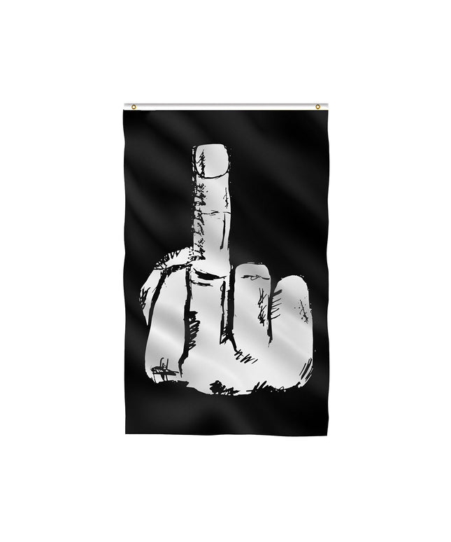Middle Finger Flag – Black & White Banner 90×150cm | Ikeame