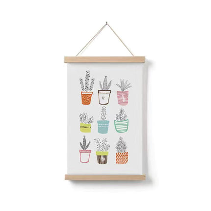 Simple home cartoon green plant solid wood fabrics hanging picture – Trendy & Practical for Daily Living