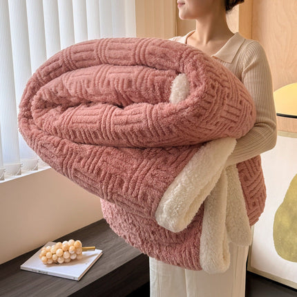 Double-layer jacquard lambswool thickened warm blanket – Trendy & Practical for Daily Living