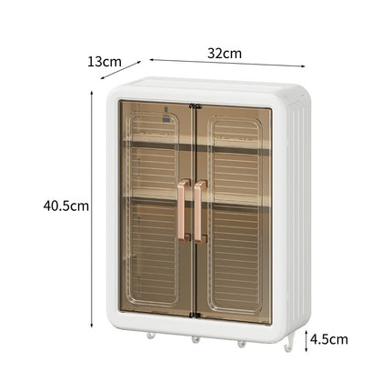 Wall-Mounted Cosmetics Storage Cabinet — 3 Shelves (White / Cream)