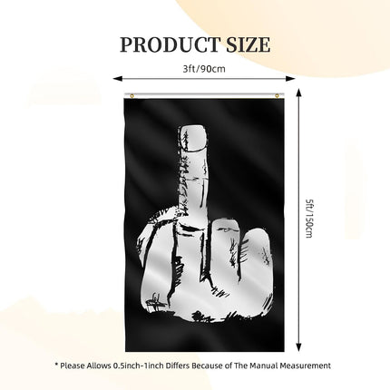 Middle Finger Flag – Black & White Banner 90×150cm | Ikeame