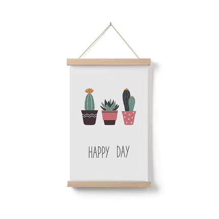 Simple home cartoon green plant solid wood fabrics hanging picture – Trendy & Practical for Daily Living