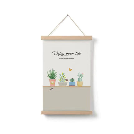 Simple home cartoon green plant solid wood fabrics hanging picture – Trendy & Practical for Daily Living