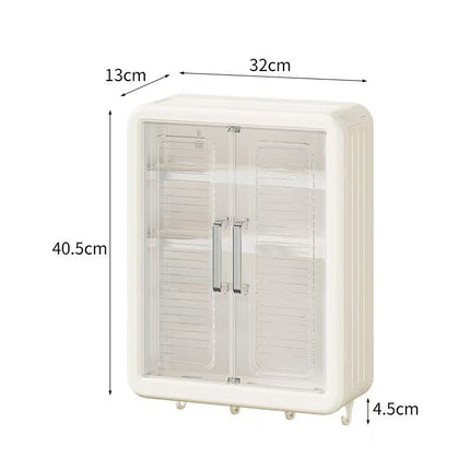Wall-Mounted Cosmetics Storage Cabinet — 3 Shelves (White / Cream)