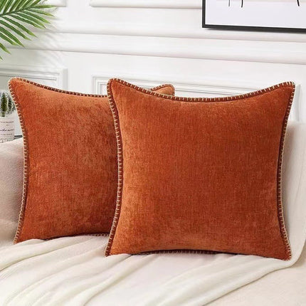 Chenille Cushion Covers with Embroidered Wool Edge