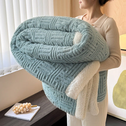Double-layer jacquard lambswool thickened warm blanket – Trendy & Practical for Daily Living
