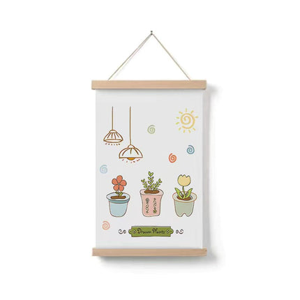 Simple home cartoon green plant solid wood fabrics hanging picture – Trendy & Practical for Daily Living
