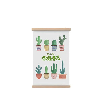 Simple home cartoon green plant solid wood fabrics hanging picture – Trendy & Practical for Daily Living