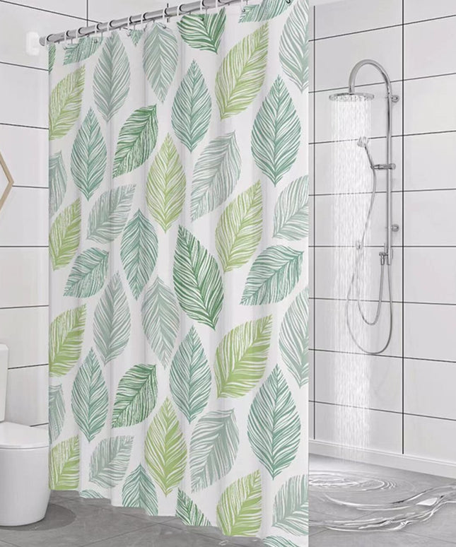 PEVA Banana Leaves Waterproof Shower Curtain — Modern Tropical