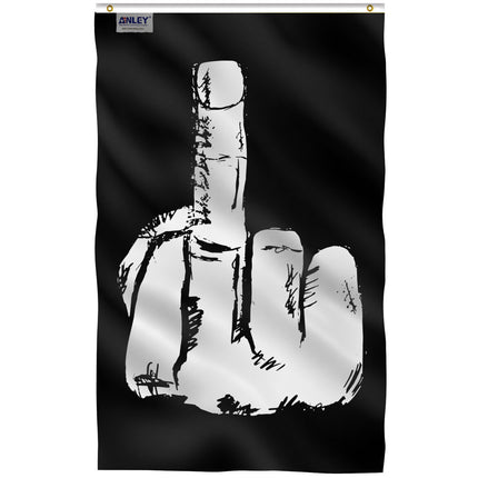 Middle Finger Flag – Black & White Banner 90×150cm | Ikeame
